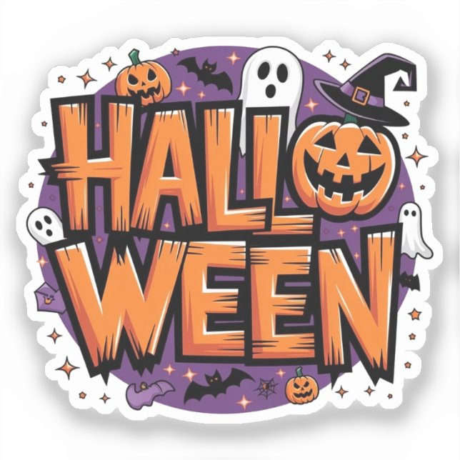 Cute funny halloween sticker (Front)