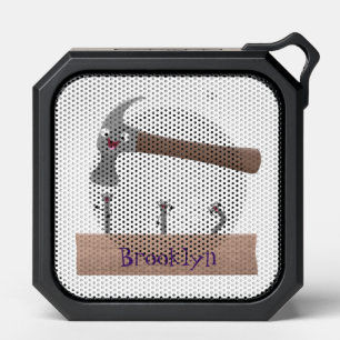 Cute, funny hammer and nails cartoon illustration bluetooth speaker