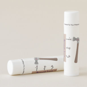 Cute, funny hammer and nails cartoon illustration lip balm