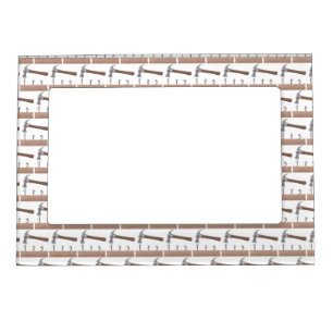 Cute, funny hammer and nails cartoon illustration magnetic frame