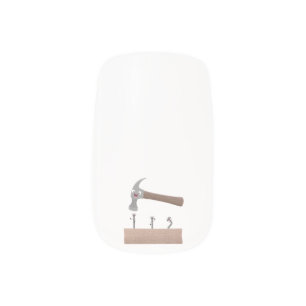 Cute, funny hammer and nails cartoon illustration minx nail art