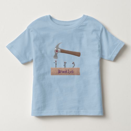 Cute funny hammer and nails cartoon illustration  toddler t_shirt
