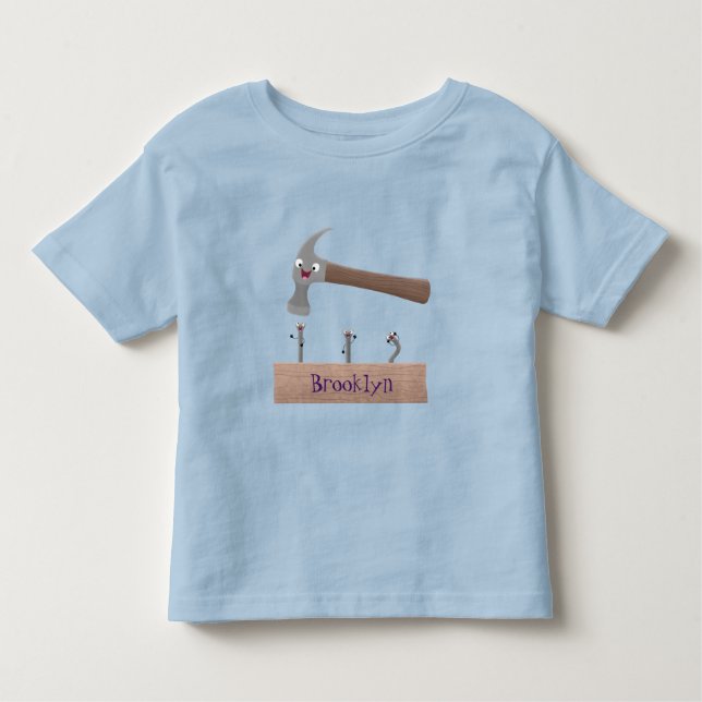 Cute, funny hammer and nails cartoon illustration  toddler t-shirt (Front)