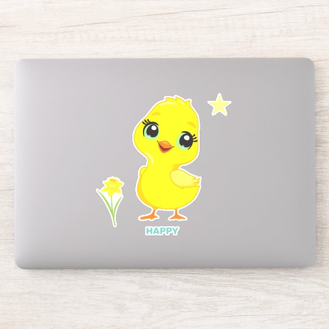 Cute Funny Happy Chick Sticker (Computer)
