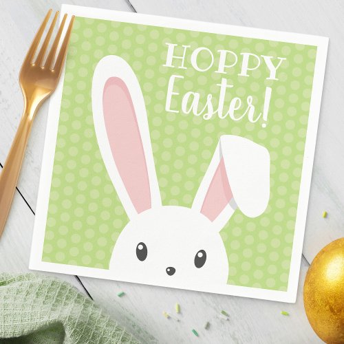 Cute Funny Happy Easter Bunny Green Spring Party Napkins