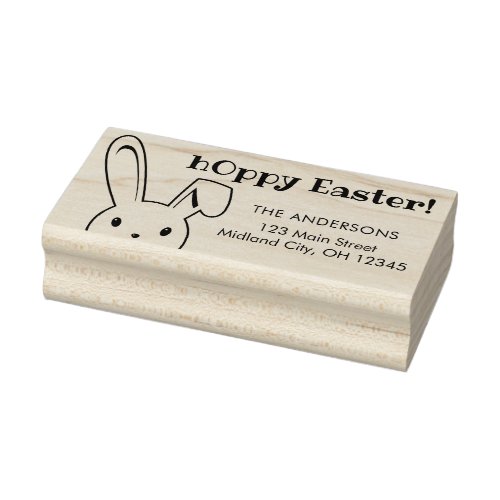 Cute funny Happy Easter Bunny Name Address Rubber Stamp