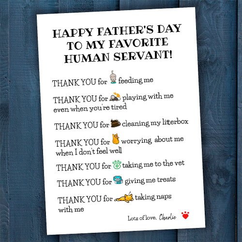 Cute Funny Happy Fathers Day Card From The Cat