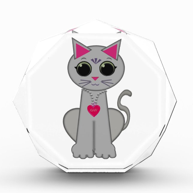 Cute Funny Happy Gray Cat Award (Front)