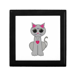 Cute Funny Happy Gray Cat Gift Box
