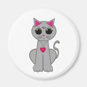 Cute Funny Happy Gray Cat Magnet