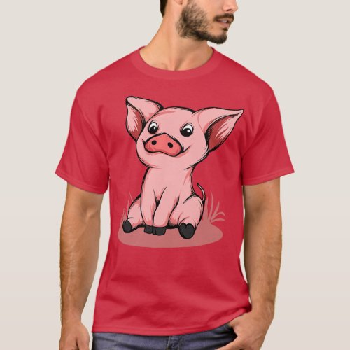 Cute Funny Happy Piglet Graphic Pig Lover Gift T_Shirt