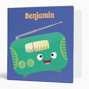 Cute funny happy retro radio cartoon 3 ring binder