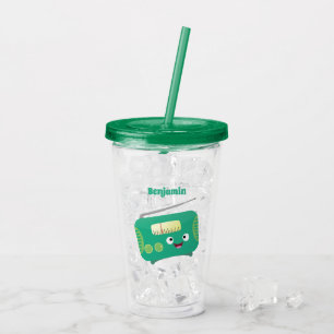 Cute funny happy retro radio cartoon acrylic tumbler