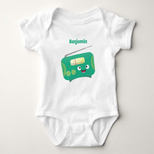Cute funny happy retro radio cartoon baby bodysuit