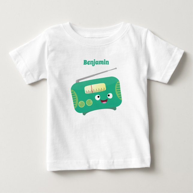 Cute funny happy retro radio cartoon  baby T-Shirt (Front)