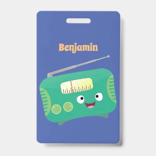 Cute funny happy retro radio cartoon badge