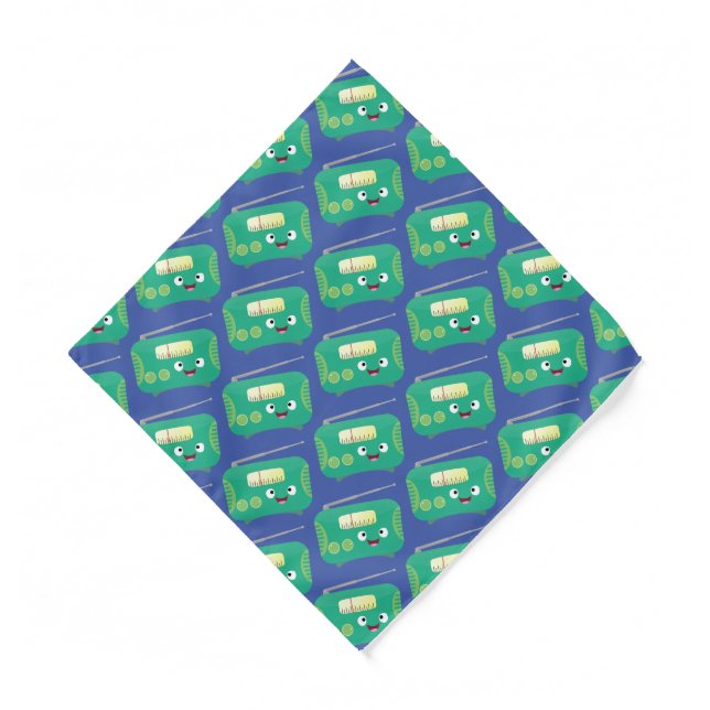 Cute funny happy retro radio cartoon bandana (Front)