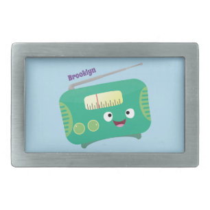 Cute funny happy retro radio cartoon belt buckle