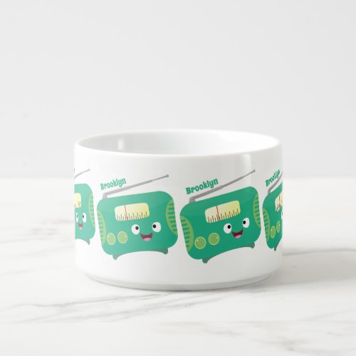 Cute funny happy retro radio cartoon bowl