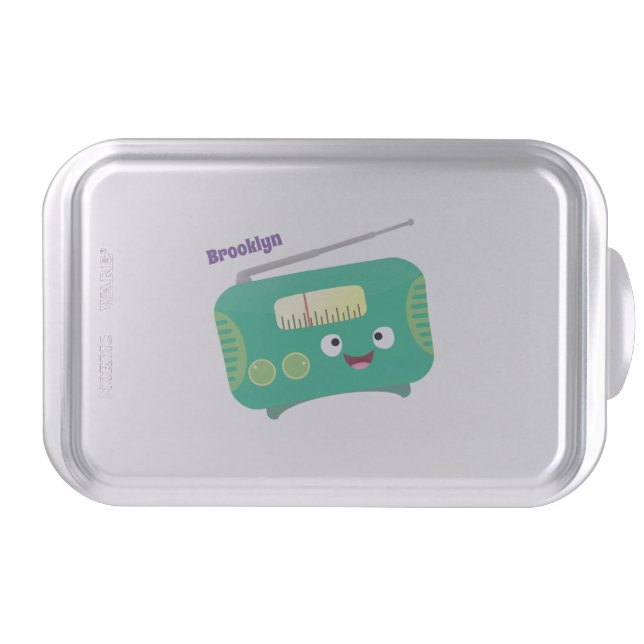 Cute funny happy retro radio cartoon cake pan (Front)