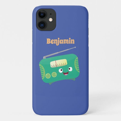 Cute funny happy retro radio cartoon  iPhone 11 case