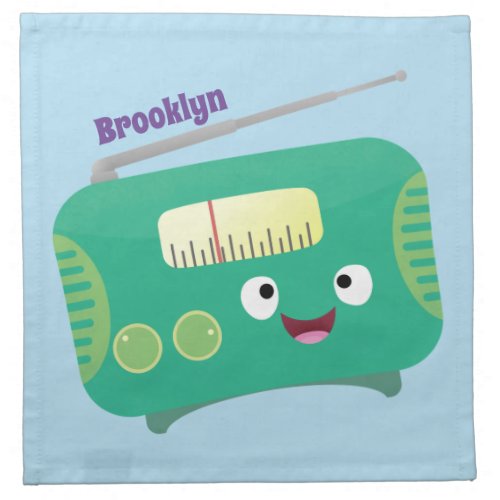 Cute funny happy retro radio cartoon cloth napkin