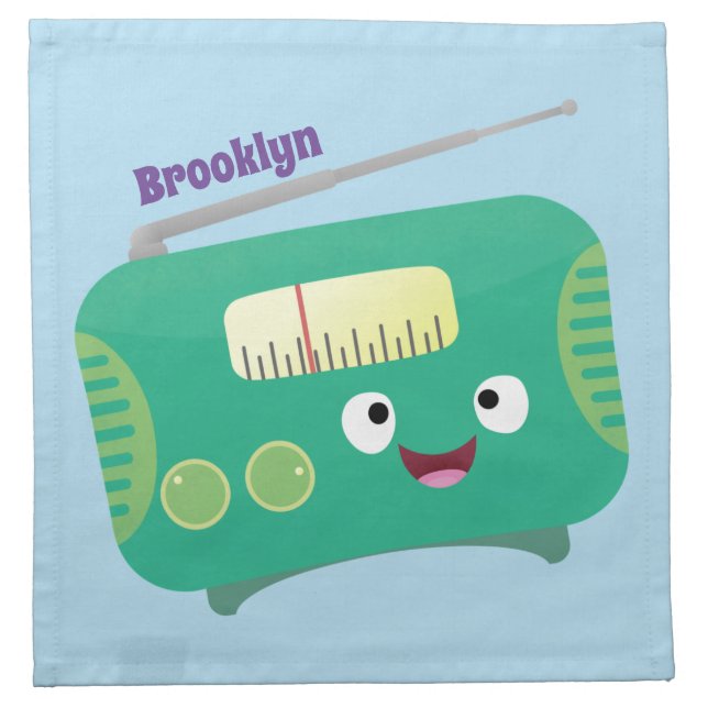 Cute funny happy retro radio cartoon cloth napkin (Front)
