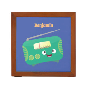 Cute funny happy retro radio cartoon desk organizer