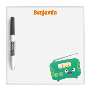 Cute funny happy retro radio cartoon dry erase board