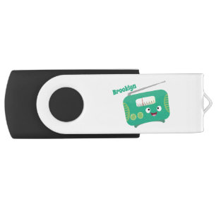 Cute funny happy retro radio cartoon flash drive