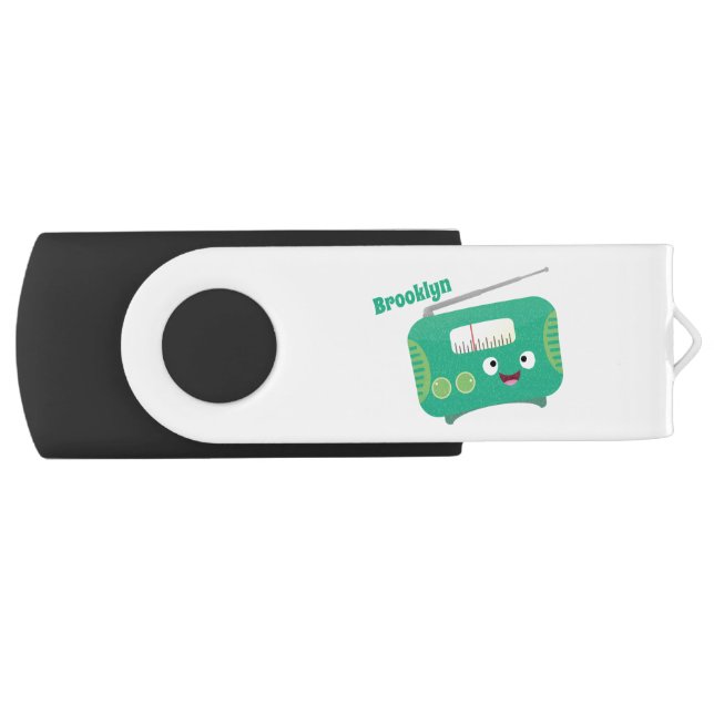 Cute funny happy retro radio cartoon flash drive (Front)