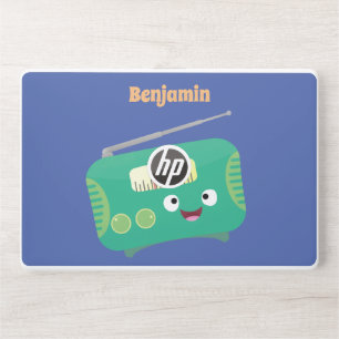 Cute funny happy retro radio cartoon HP laptop skin