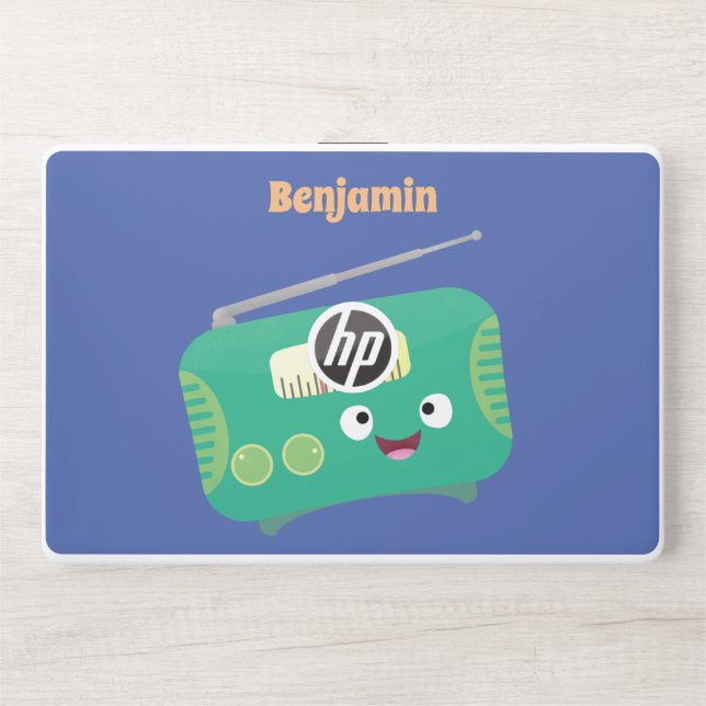 Cute funny happy retro radio cartoon HP laptop skin (Front)