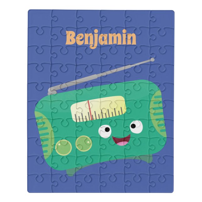 Cute funny happy retro radio cartoon  jigsaw puzzle (Puzzle Vertical)