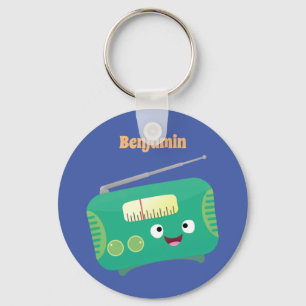 Cute funny happy retro radio cartoon keychain