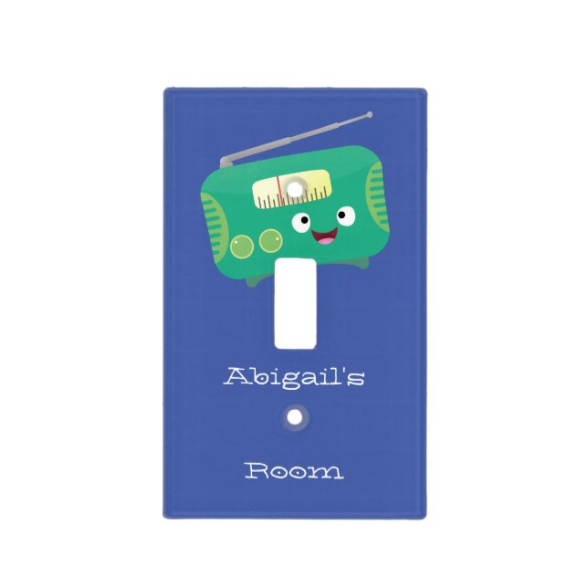Cute funny happy retro radio cartoon light switch cover (Front)