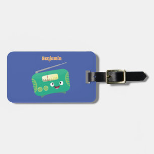 Cute funny happy retro radio cartoon luggage tag