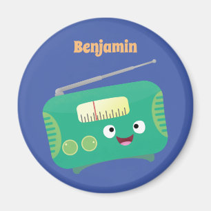 Cute funny happy retro radio cartoon magnet