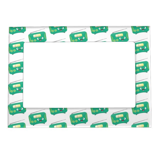Cute funny happy retro radio cartoon magnetic frame (Front)