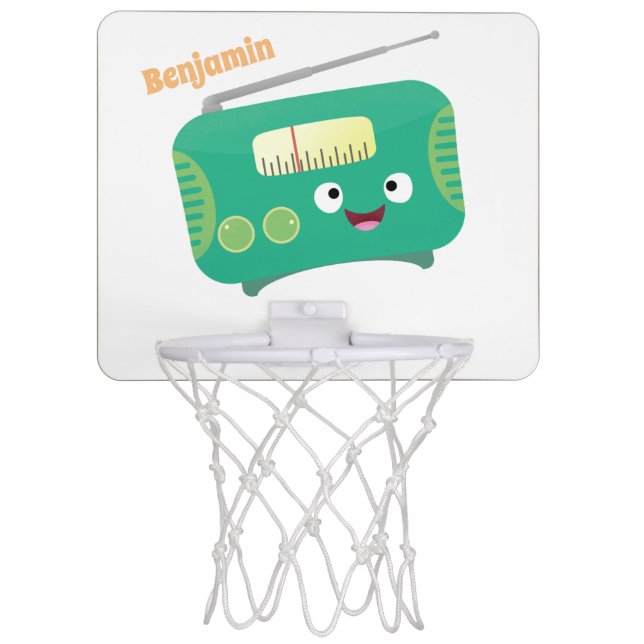 Cute funny happy retro radio cartoon mini basketball hoop (Front)