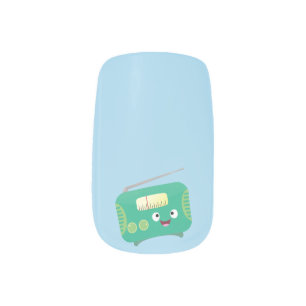 Cute funny happy retro radio cartoon minx nail art