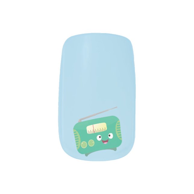 Cute funny happy retro radio cartoon minx nail art (Left Thumb)