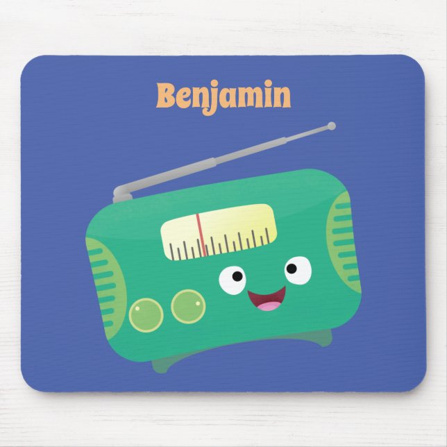 Cute funny happy retro radio cartoon mouse pad (Front)