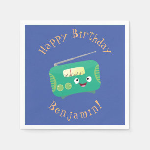 Cute funny happy retro radio cartoon napkins