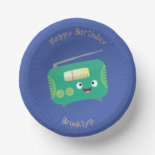 Cute funny happy retro radio cartoon paper bowls