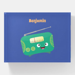 Cute funny happy retro radio cartoon paperweight
