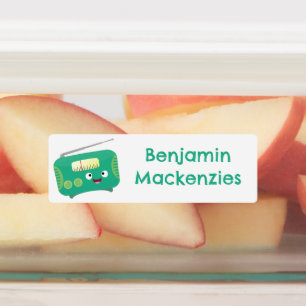 Cute funny happy retro radio cartoon personalized labels