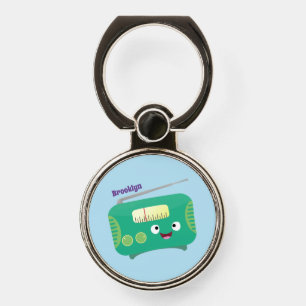 Cute funny happy retro radio cartoon phone ring stand