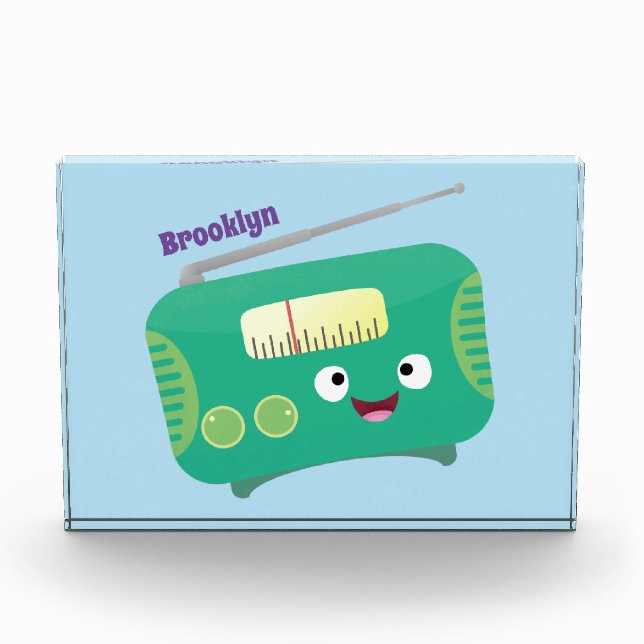 Cute funny happy retro radio cartoon photo block (Front)