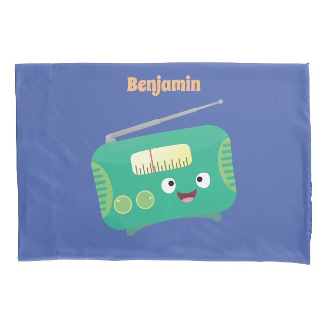 Cute funny happy retro radio cartoon pillow case (Front)